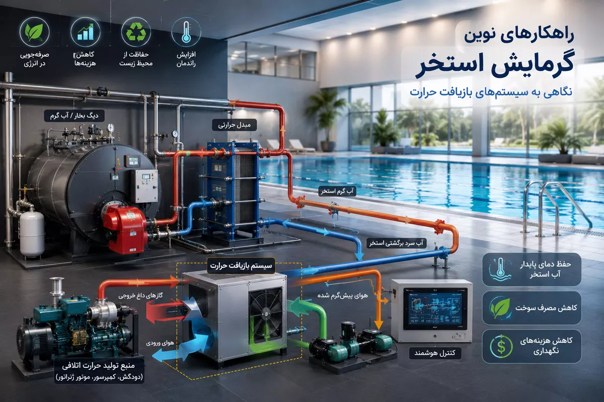 راهکارهای نوین گرمایش استخر نگاهی به سیستم های بازیافت حرارت